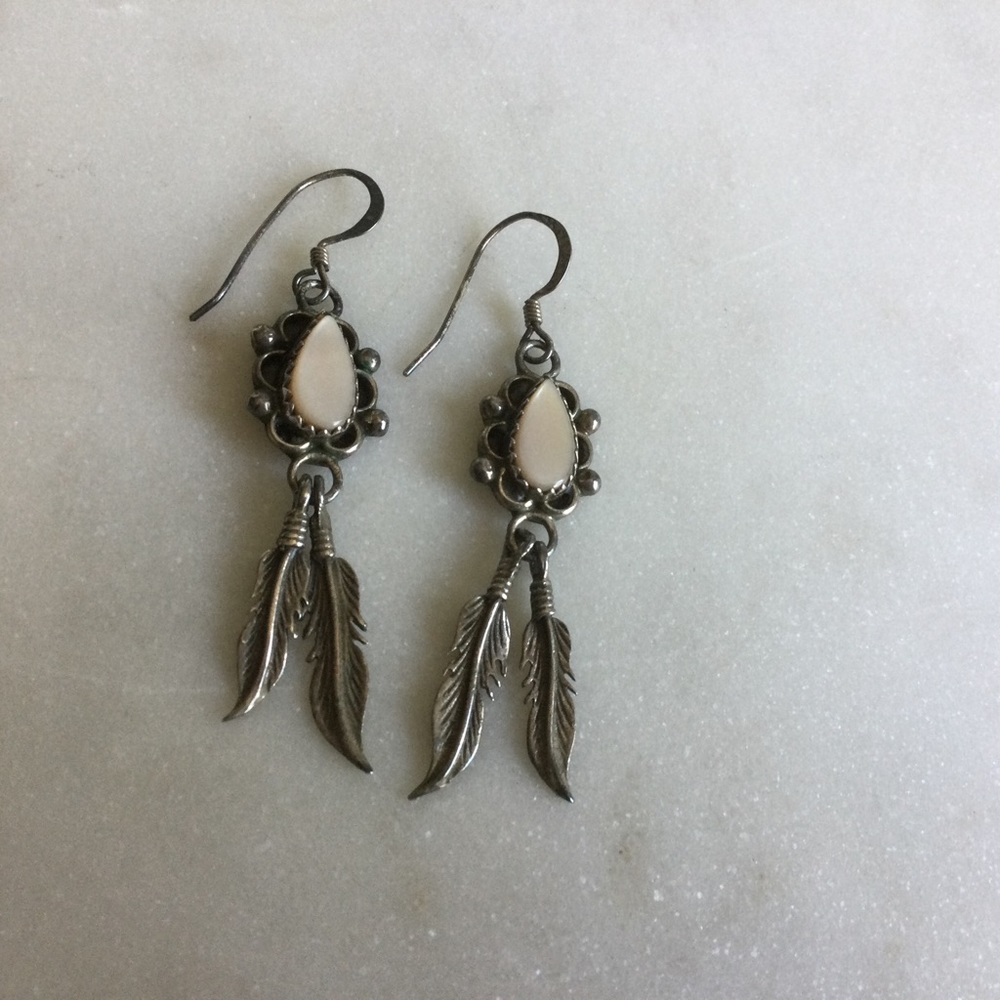 Sterling Silver Earrings With Pink Mother of Pearl
